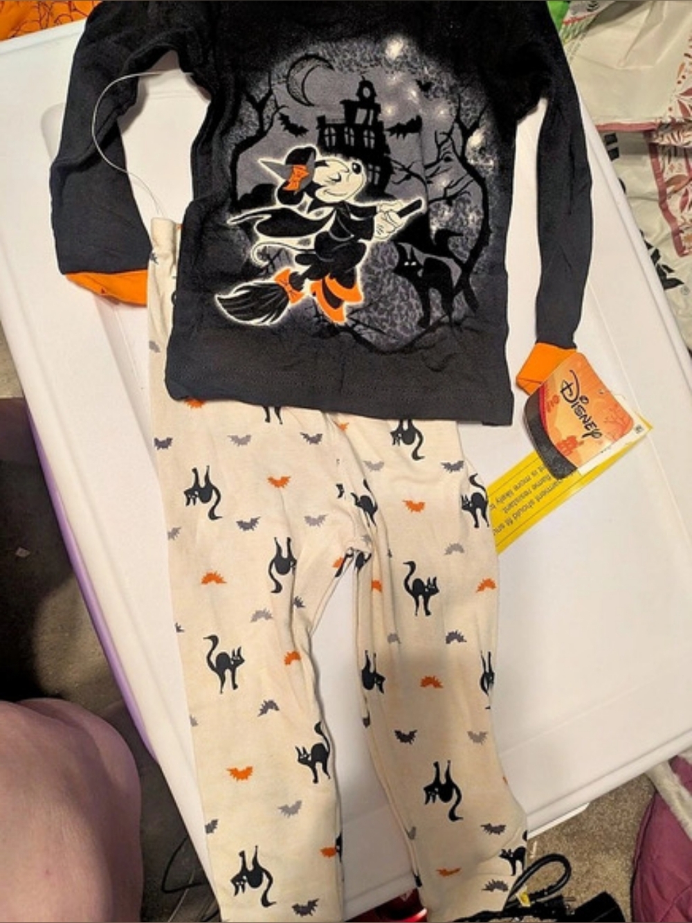 Disney Minnie Mouse Halloween Witch Pajama Set Baby 18M Black Orange Cream NWT